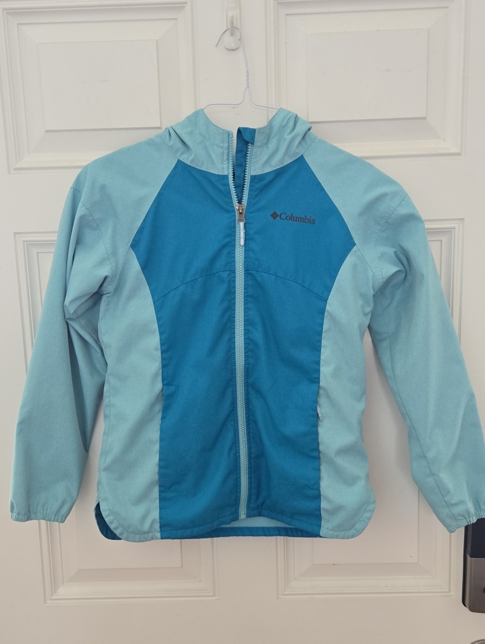 Columbia Kids Two-Tone Blue Hooded Rain Jacket